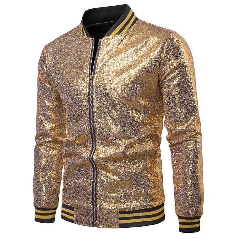 Heren gouden glitter baseball jas / jack zomerjas glimmende, Kleding | Heren, Verzenden, Nieuw, Overige maten