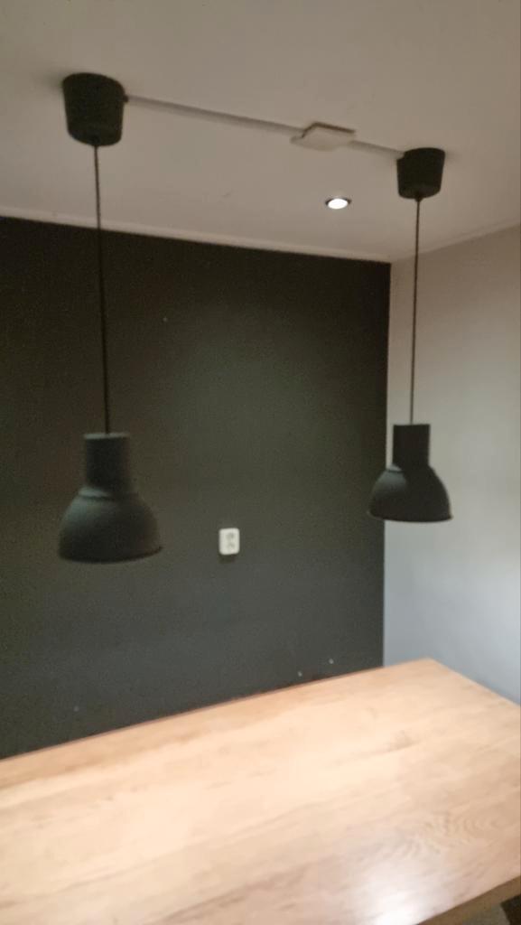 Set van 2 zwarte hanglampen, industrieel design, Huis en Inrichting, Lampen | Hanglampen, Zo goed als nieuw, Minder dan 50 cm