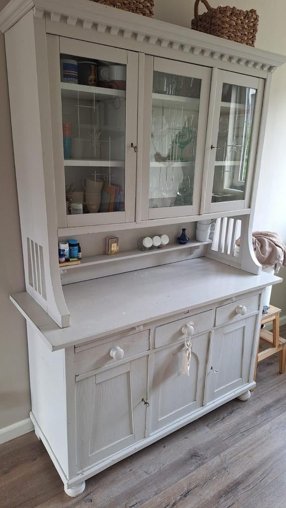Antieke Grenen broodkast, Huis en Inrichting, Kasten | Buffetkasten, Gebruikt, 100 tot 150 cm, Glas, Met deur(en)
