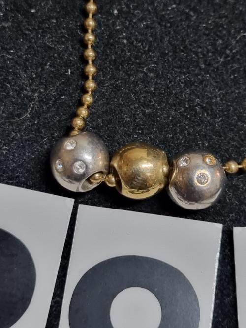 -	S294, halsketting three balls met strass steentjes, Ophalen of Verzenden, 'T Olde Gre-j, Info@toldegrej.nl, Endepoelstraat 20f Didam