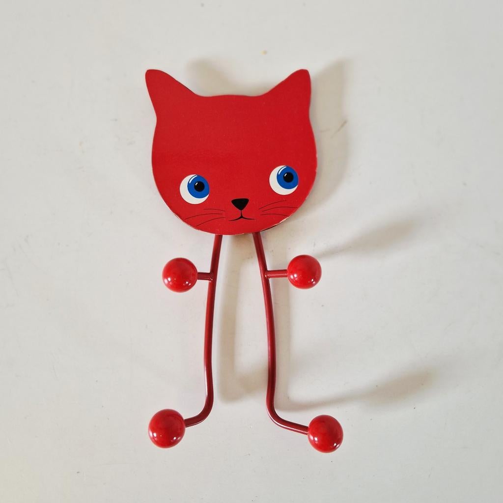 Vintage metalen kapstok poes kapstokje bolletjes kapstok, Ophalen of Verzenden, Huis en Inrichting