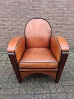 Schaapsleren vintage fauteuil, Ophalen, Gebruikt, Bruin, Art deco