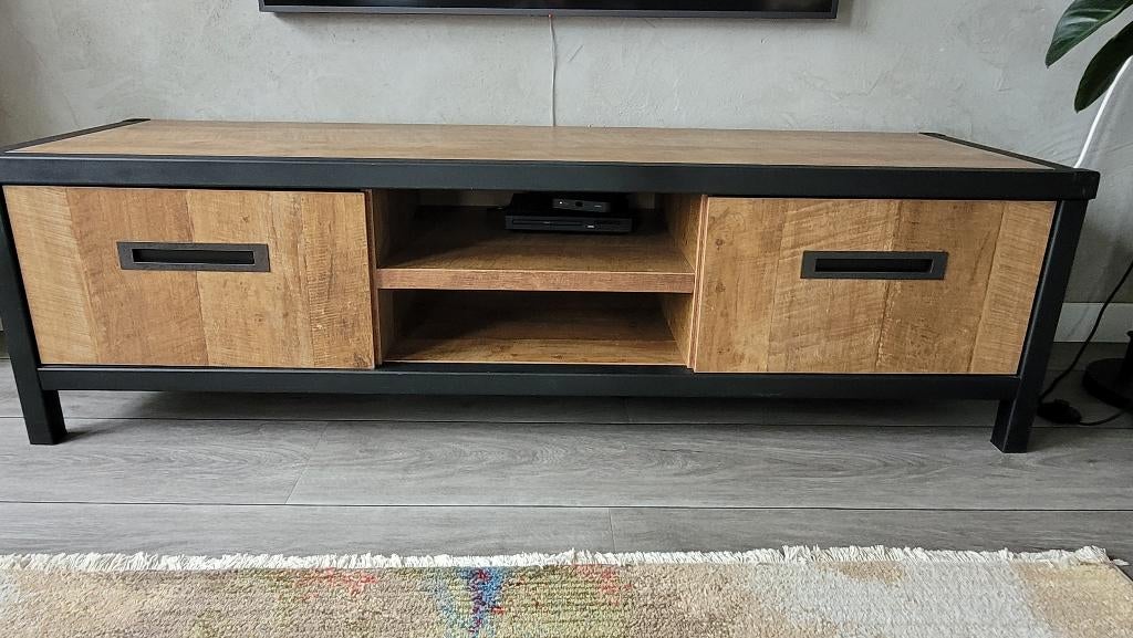 TV meubel, Overige houtsoorten, Zo goed als nieuw, Minder dan 100 cm, Industrieel