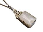 Antieke zilveren ketting met zilveren hanger met natuursteen, Ophalen of Verzenden, Zilver, Overige typen, Met edelsteen