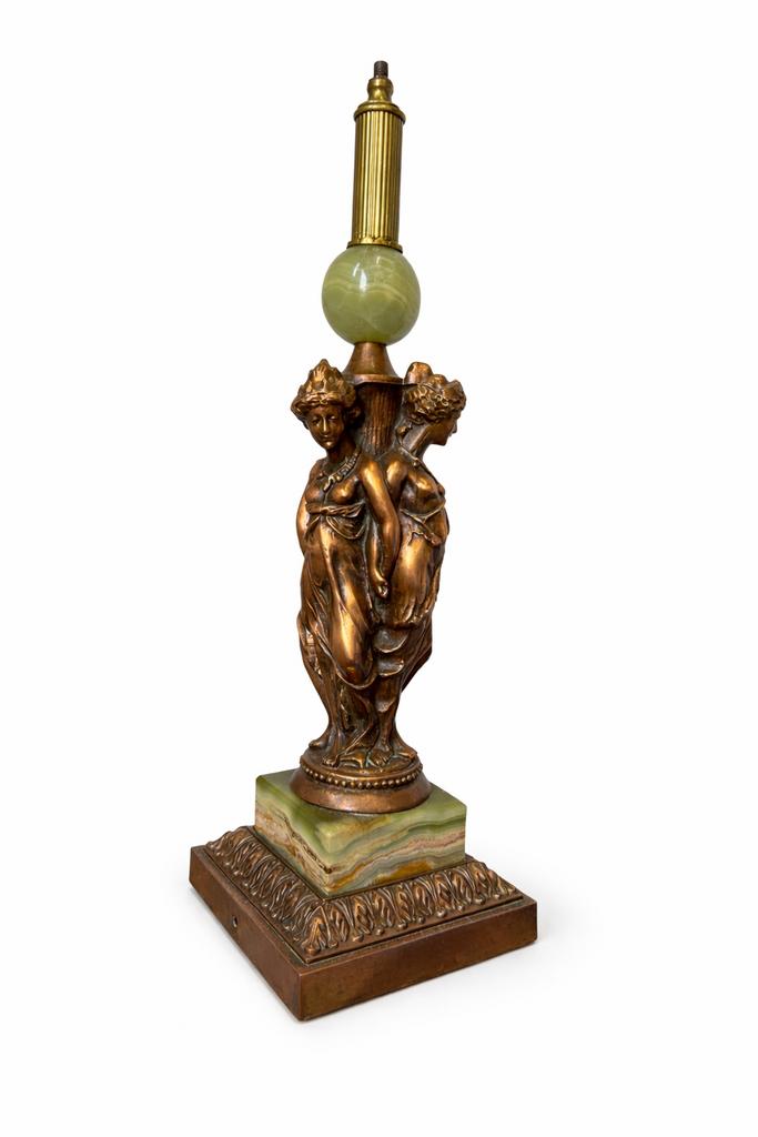 Vintage Deknudt "The Three Graces" tafellamp messing, Antiek en Kunst, Antiek | Lampen, Ophalen of Verzenden