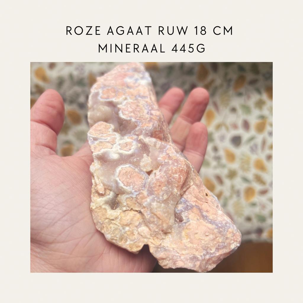 Groot roze agaat ruw stuk 18 cm – pink agate mineraal 445g, Ophalen of Verzenden, Mineraal