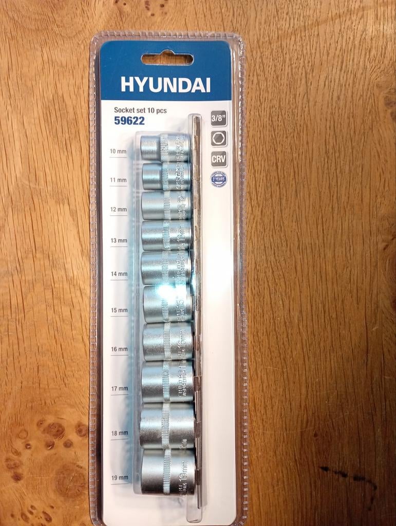 Nieuw Hyundai doppenset 10-delig, 3/8 inch, 10-19 mm, Doe-het-zelf en Verbouw, Gereedschap | Handgereedschap, Ophalen of Verzenden