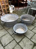 Set van 3 Zinken Teilen Zinken Waskommen, Ophalen, Overige materialen, Gebruikt, Minder dan 30 cm