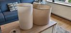 Set van 2 cilindervormige lampenkappen, taupe en creme, Gebruikt, Rond, Ophalen of Verzenden, 50 cm of meer