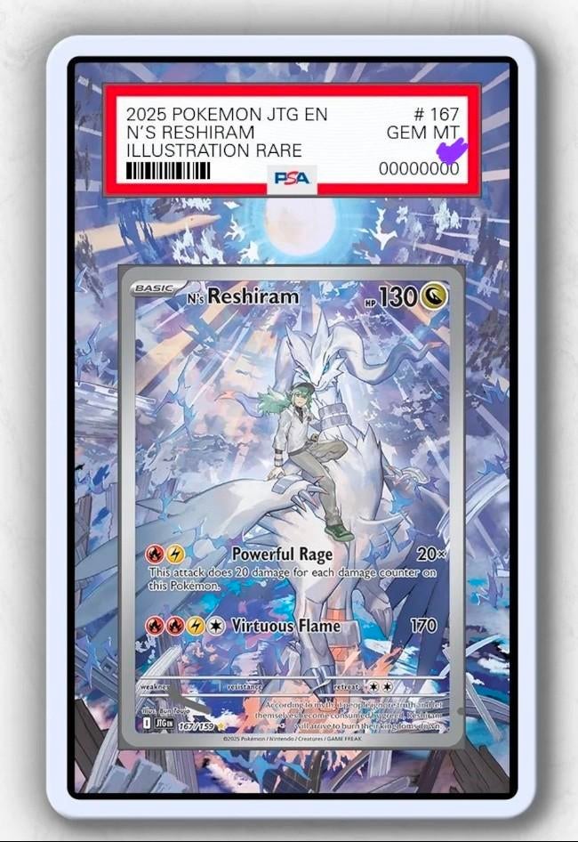 N's Reshiram 167 Journey Together PSA 9 Pokémon Kaart, Ophalen of Verzenden, Zo goed als nieuw, Losse kaart