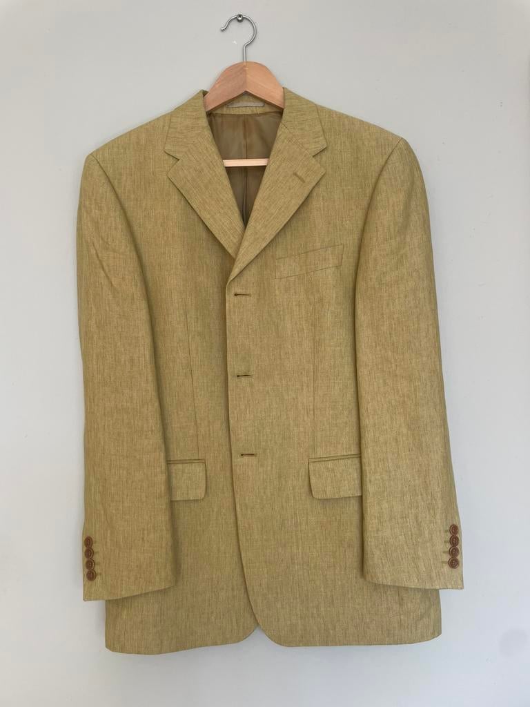 Designer merk Van Gils geel-groen kostuum/pak. Maat 48/50, Kleding | Heren, Kostuums en Colberts, Ophalen of Verzenden, Zo goed als nieuw