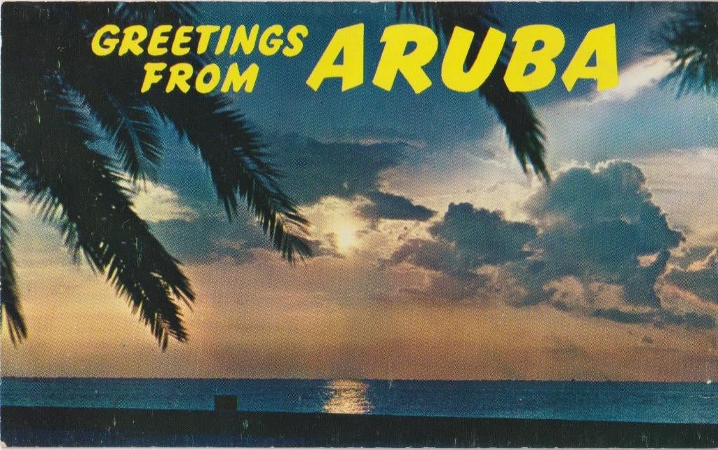 Aruba Sunset Zonsondergang, Verzamelen, Ansichtkaarten | Themakaarten, Ongelopen, 1980 tot heden, Natuur, Verzenden