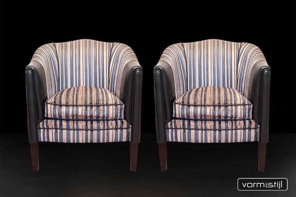 Engelse Art Deco clubchairs, Huis en Inrichting, Fauteuils, Ophalen, 75 tot 100 cm, Zo goed als nieuw, Leer