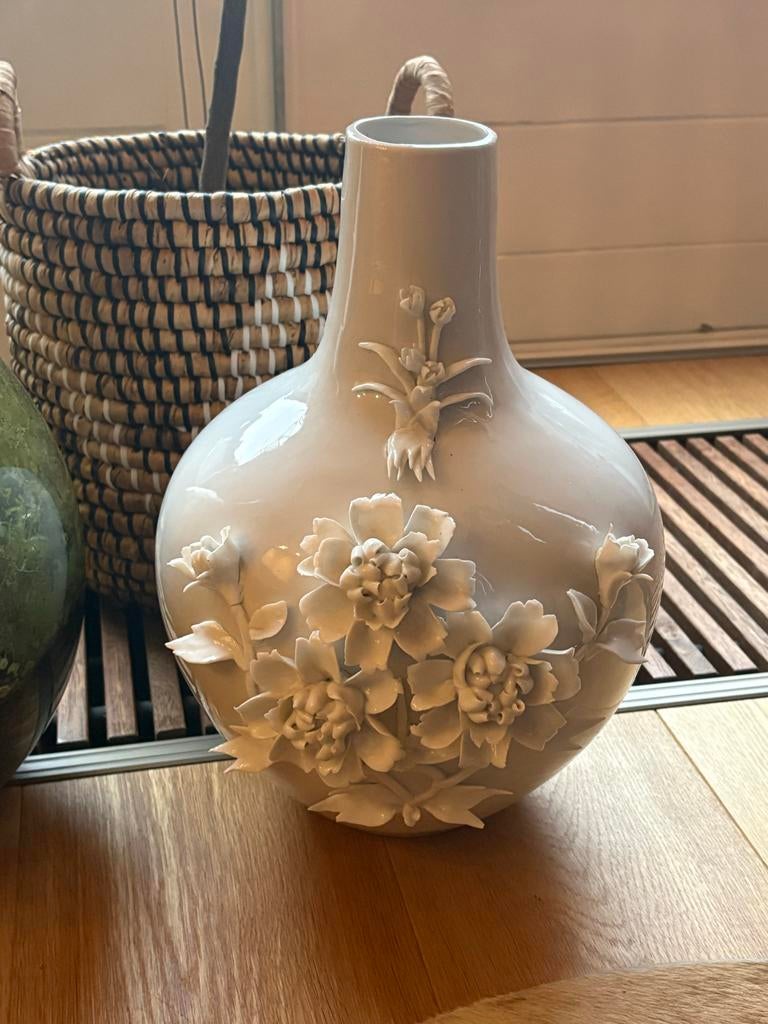 Pols Potten vaas wit 3D Rose Designobject, Huis en Inrichting, Woonaccessoires | Vazen, Ophalen, Wit, Aardewerk of Porselein, Zo goed als nieuw