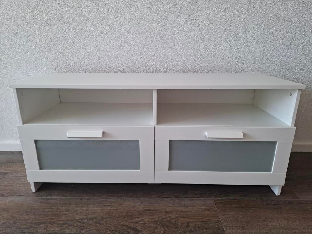 IKEA Brimnes TV-meubel wit met lades, Huis en Inrichting, Kasten | Televisiemeubels, Ophalen, Gebruikt, 100 tot 150 cm, Modern, Scandinavisch