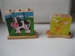 set van 2 houten blok staaf puzzels dieren, Ophalen of Verzenden, Zo goed als nieuw, Van hout, Minder dan 10 stukjes