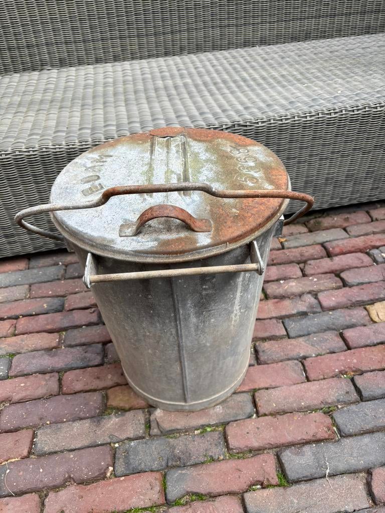 Zinken Vuilnis Emmer Edam, Huis en Inrichting, Emmers, Ophalen, Gebruikt, Zink, Met deksel
