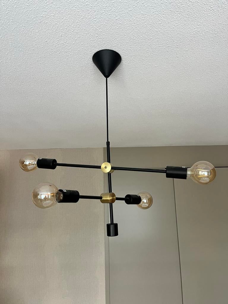 Moderne Hanglamp Torstein JYSK - Zwart met Gouden Details, Ophalen, Zo goed als nieuw, Metaal, 50 tot 75 cm