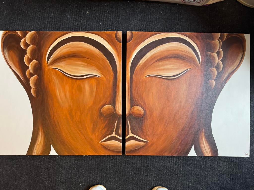 Te koop Mooi 2 Luik BOEDHA Schilderij, Ophalen