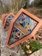 art deco wandlampen met glas in lood, Huis en Inrichting, Lampen | Wandlampen, Ophalen of Verzenden, Gebruikt, Glas, Art deco