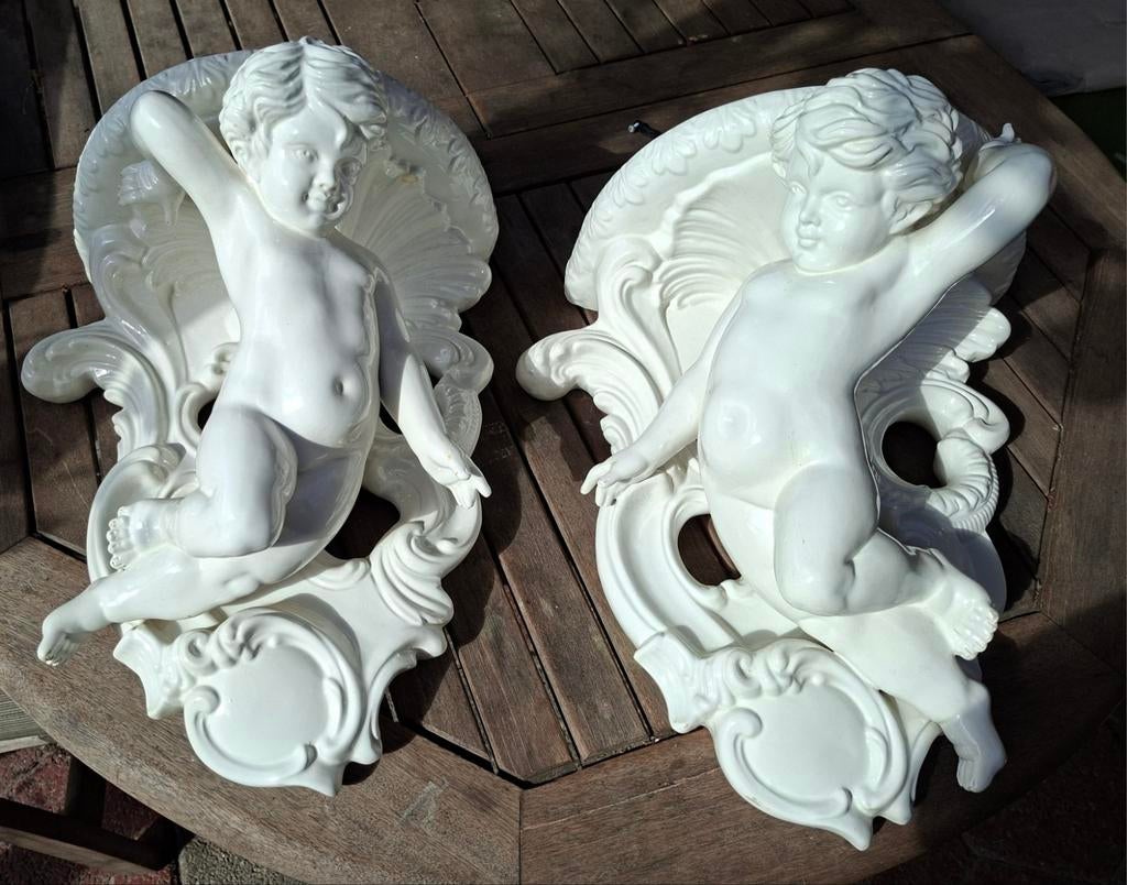 Console 2 brocante witte engelen, Ophalen
