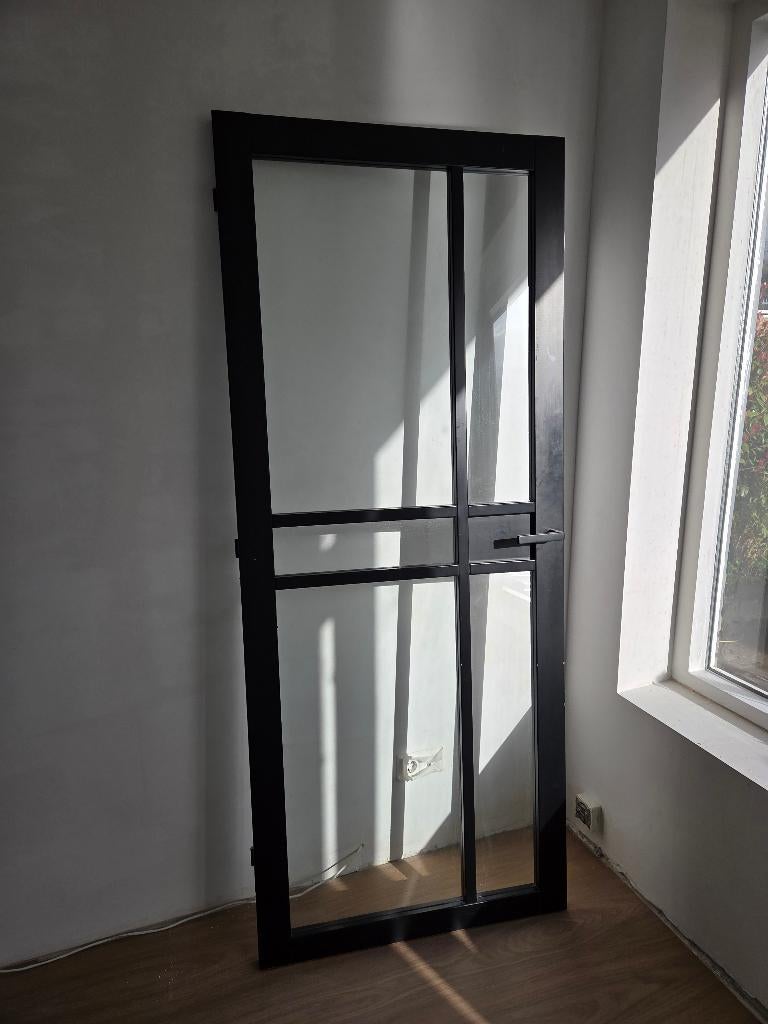 Kunststof tussendeur met glas 200x83 cm, Ophalen, 80 tot 100 cm, Binnendeur, Zo goed als nieuw