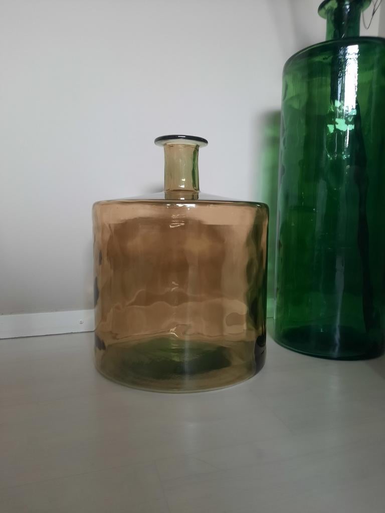 Mica guan XL fles / vaas hoog 44, diameter 35, Huis en Inrichting, Woonaccessoires | Vazen, Ophalen, Overige kleuren, Glas, Minder dan 50 cm