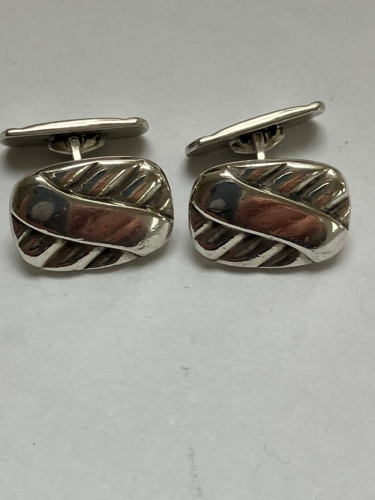 Solide ArtDeco manchetknopen, Ophalen of Verzenden, Zo goed als nieuw, Zilver