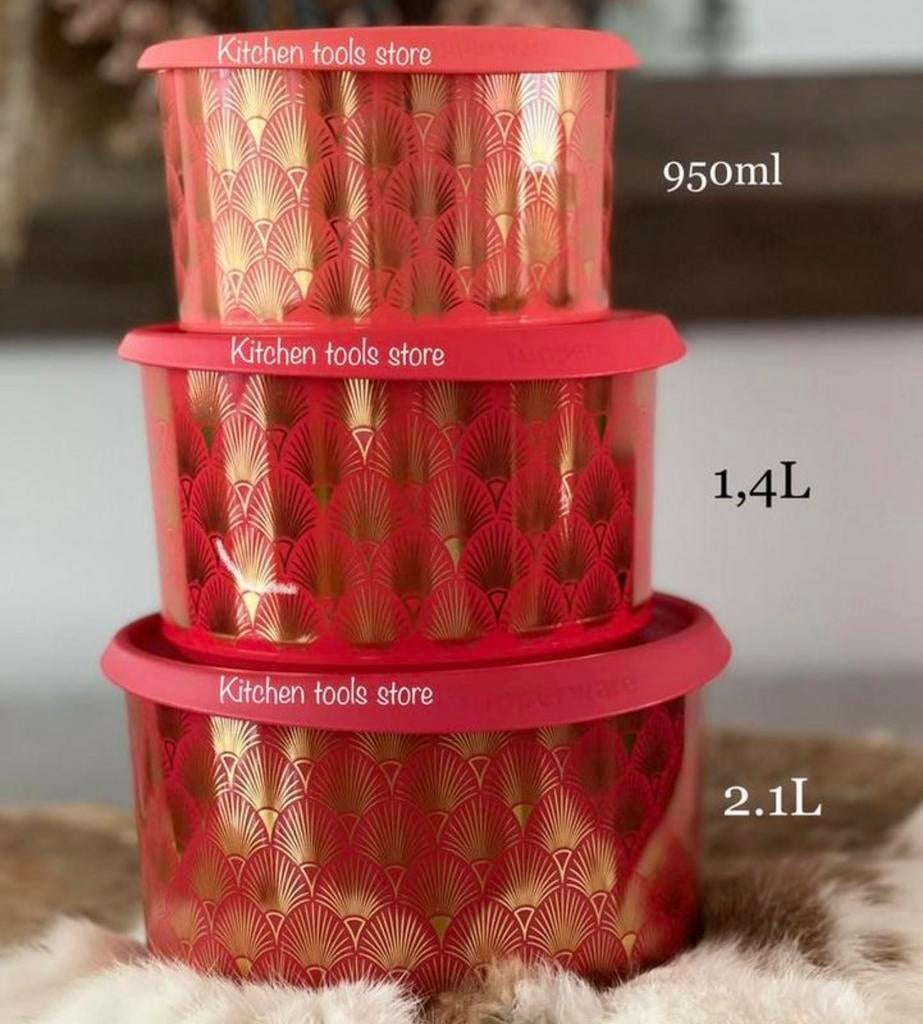 Nieuwe Tupperware Saturnus Set (3) koekjestrommels bewaarbak, Ophalen of Verzenden, Nieuw, Bus of Trommel