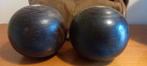 Een paar antieke bowlingballen + canvas hoes, Antiek en Kunst, Verzenden