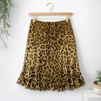 Escada 100% silk Leopardprint rok met ruches maat 44, Kleding | Dames, Maat 38/40 (M), Bruin, Ophalen of Verzenden, Zo goed als nieuw