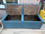 Houten klepbank (kleur: groen/blauw) met opbergruimte, Ophalen, Gebruikt, Minder dan 75 cm, 150 tot 200 cm