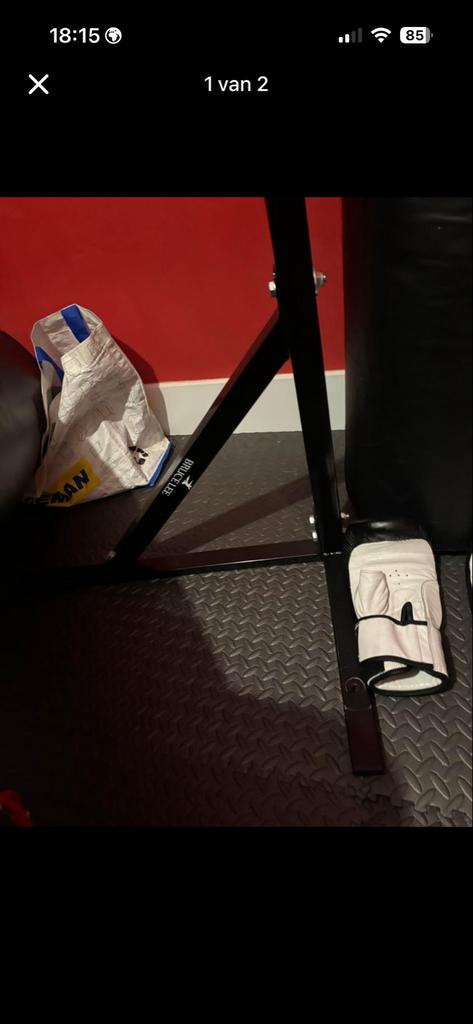 Bruce Lee bokszak met beugel, Sport en Fitness, Boksen, Ophalen, Gebruikt, Bokszak