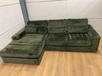 Mooie luxe groene suede velvoet velours hoekbank- GEREINIGD!, Ophalen, 250 tot 300 cm, Luxe, Hoekbank