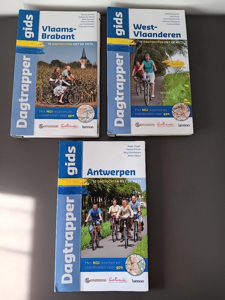 Set 3 Dagtrapper fietsgidsen Vlaanderen Lannoo, Fiets- of Wandelgids, Europa, Ophalen of Verzenden, Gelezen