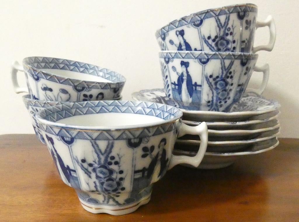 Chinoiserie - Lange Lijs - 5x kop en schotel [1569], Antiek en Kunst, Antiek | Servies los, Ophalen