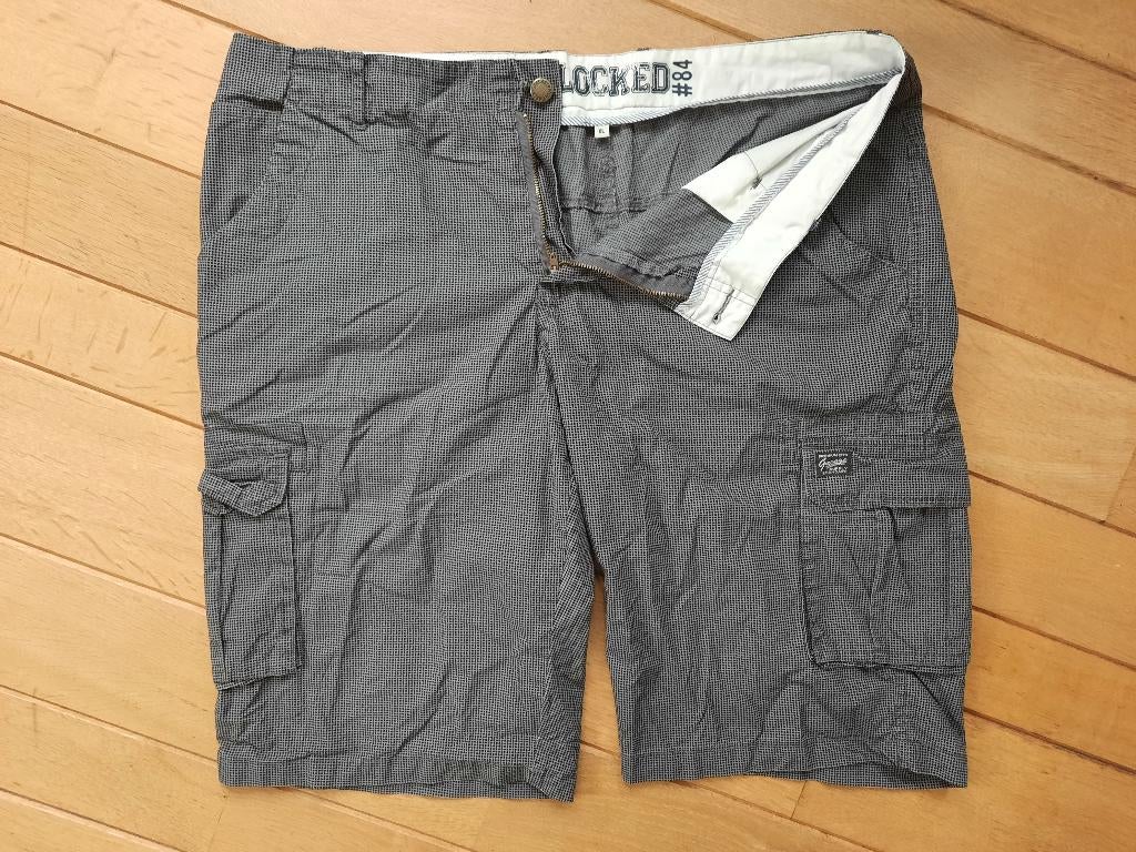 UNLOCKED chino bermuda grijs zwart ruit maat XL, Kleding | Heren, Unlocked, Zwart, Maat 56/58 (XL), Ophalen of Verzenden