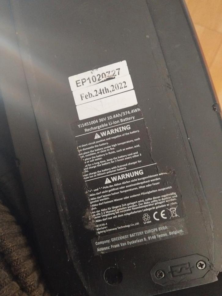 Greenway 36V 13Ah 468Wh voor Zundapp Amigo Minerva, Fietsen en Brommers, Fietsaccessoires | Fietsaccu's, Gebruikt, Ophalen of Verzenden