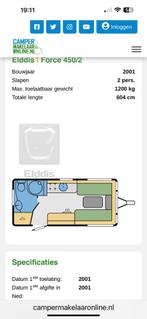 Caravan Elddis, Standaardzit, Elddis, Tot en met 2, Particulier