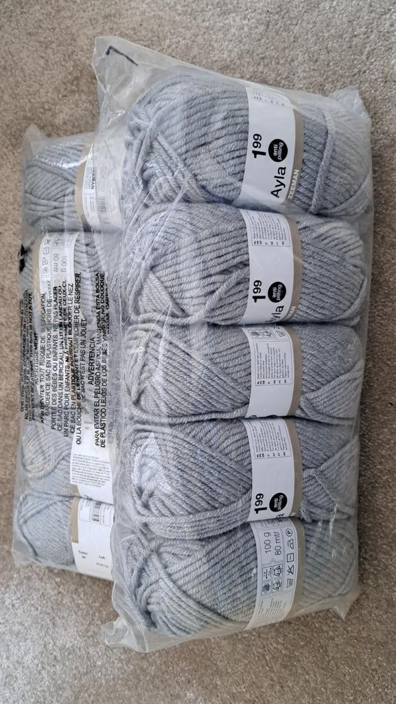 Ayla garen Chunky 10 bollen grijs, Ophalen of Verzenden, Nieuw, Breien of Haken, Wol of Garen