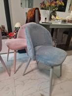 30  fluwelen eetkamerstoelen - roze en blauw, Huis en Inrichting, Stoelen, Twee, Overige kleuren, Modern, Scandinavisch, Ophalen of Verzenden
