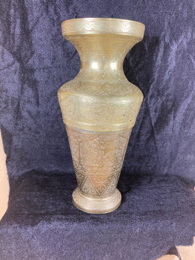 Indisch koperen vaas met wajang figuren Indonesië, Ophalen of Verzenden