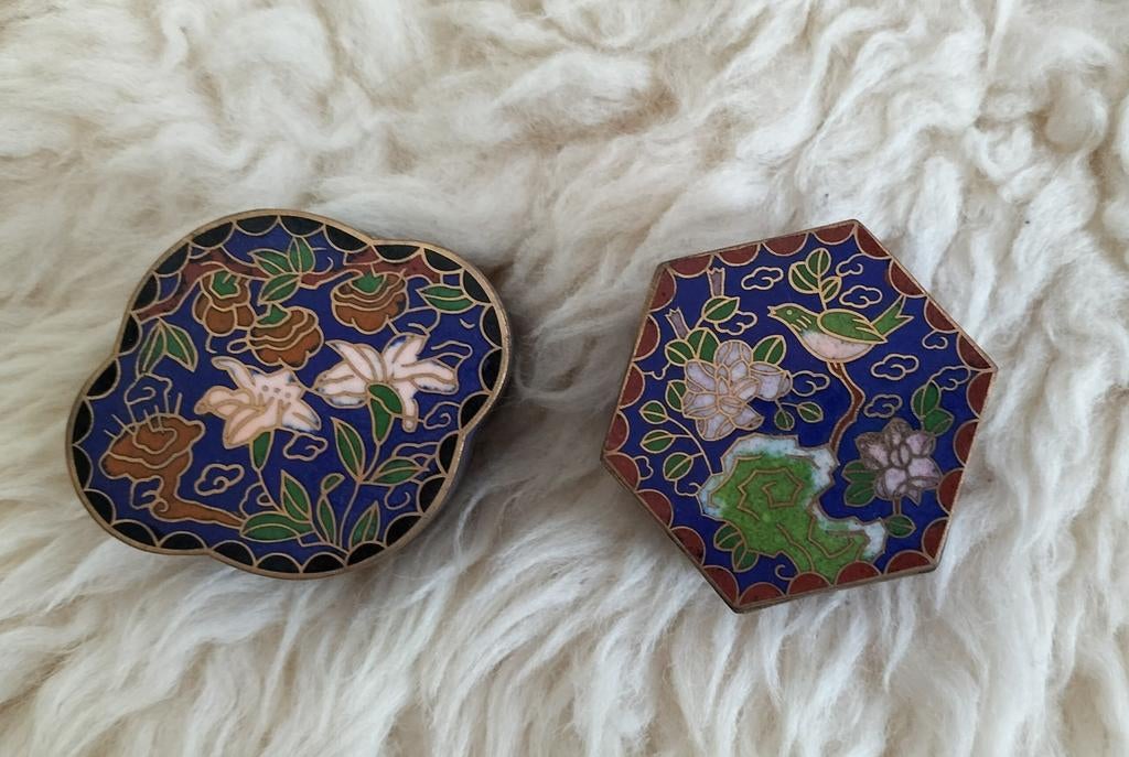 Cloisonné vintage pillendoosje, Ophalen of Verzenden