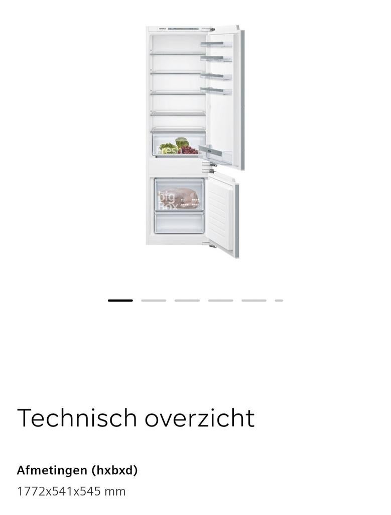 Inbouw Koelvriescombinatie, Ophalen, 200 liter of meer, Met aparte vriezer, 160 cm of meer