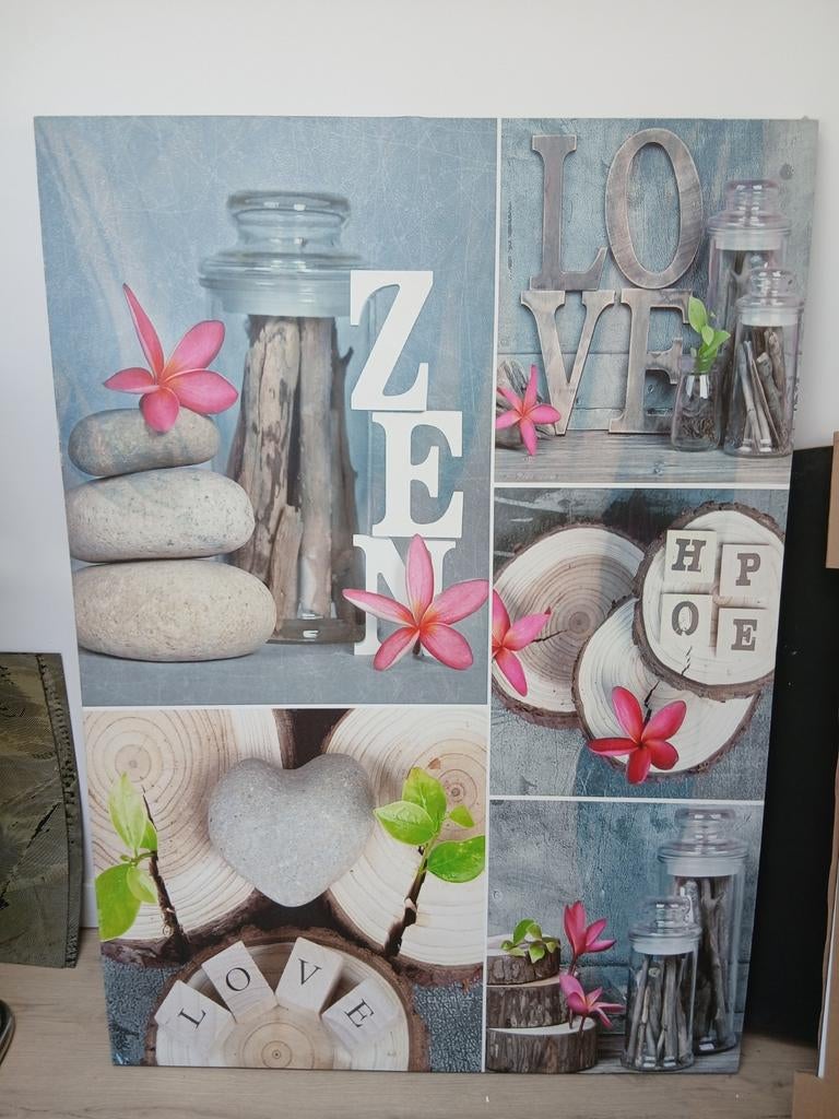 Schilderij Zen, Liefde, Hoop - 140x100 cm, Antiek en Kunst, Kunst | Schilderijen | Modern, Ophalen of Verzenden