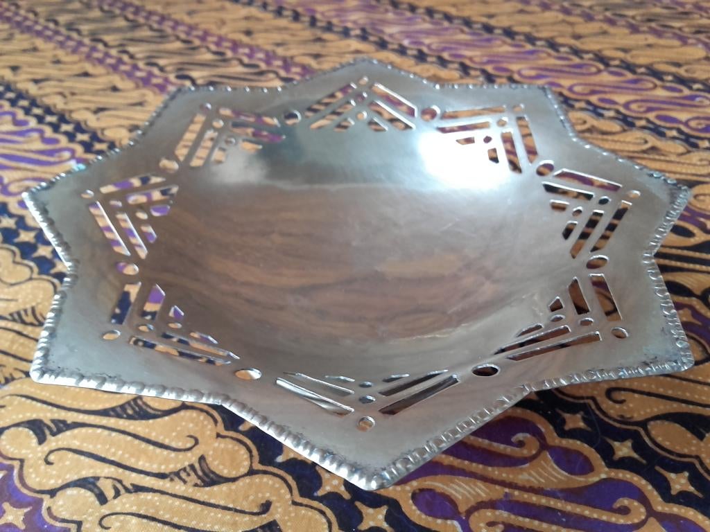 Oud silverplate schaaltje uit Engeland als een ster 18,5 cm., Ophalen of Verzenden