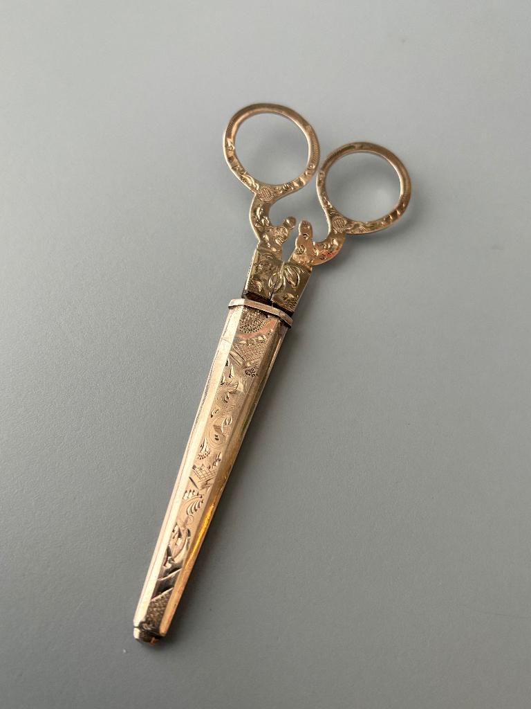 antiek zilver Schaar in schede naaigerei, Antiek en Kunst, Ophalen of Verzenden, Zilver