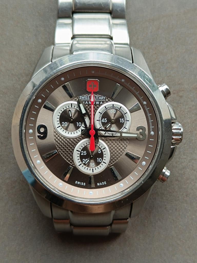 Swiss Militairy horloge, waterdicht 10 ATM, saffierglas, Overige merken, Staal, Staal, Polshorloge