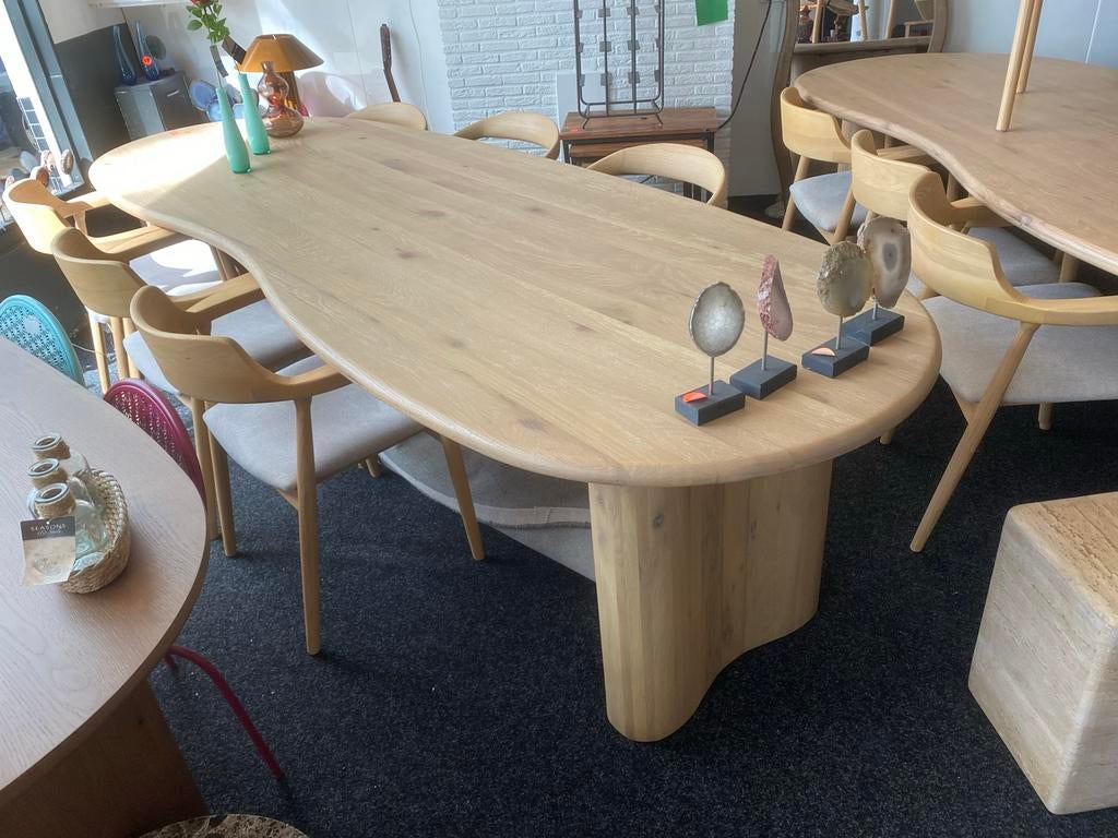 Organische eettafel 300x110 Josh Japandi Stijl, Ophalen, 100 tot 150 cm, Eikenhout, Vijf personen of meer