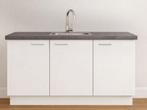 Keukenblok 180 cm met spoelbak en kraan– Voorgemonteerd, Ophalen, Wit, Nieuw, Enkelwandige keuken